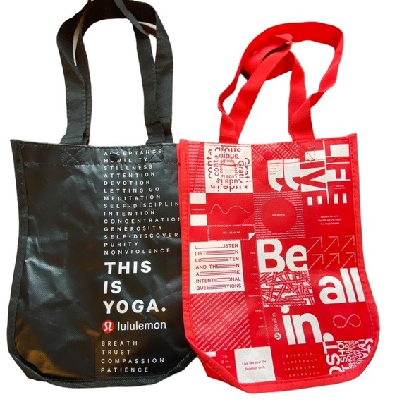 lululemon athletica Handbags - Lululemon Reusable Shopper Tote Set of 2 Red & Black